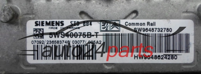 KOMPUTER STEROWNIK SILNIKA CITROEN PEUGEOT 1.4 HDI 5WS40075B-T, 5WS40075BT, SW9648732780, HW9648624280, SID 804 