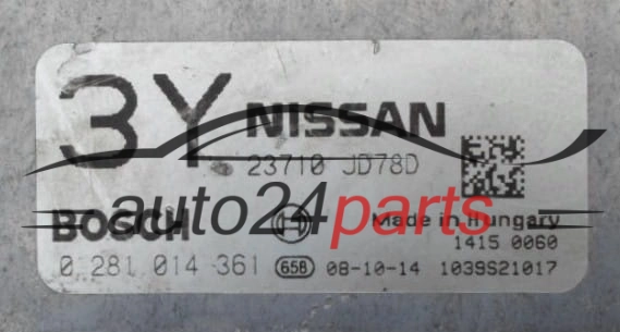 MOTORSTEUERGERÄT ECU STEUERGERÄT  NISSAN QASHQAI 2.0 DCI BOSCH 0 281 014 361,  23710 JD78D