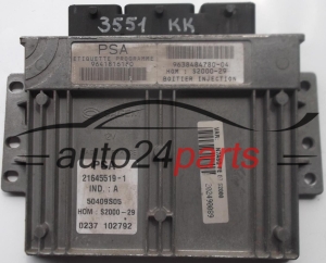 ECU ENGINE CONTROLLER CITROEN XSARA 1.4 9641816180 9638484780-04 HOM S2000-29 21645519-1, 216455191 50409S05