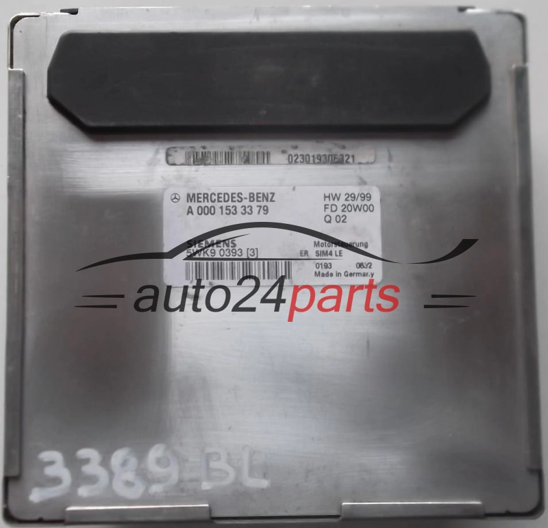 ECU ENGINE CONTROLLER MERCEDES W208 CLK 200 SIEMENS 5WK90393 3, 5WK9 0393 3, A0001533379, A 000 153 33 79