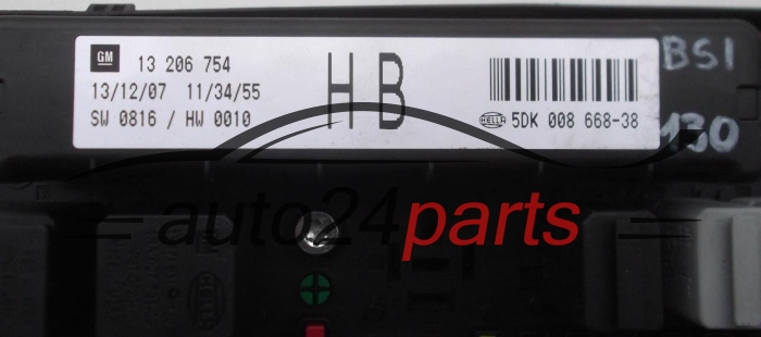 Ηλεκτρικό κιβώτιο θρυαλλίδων κουτί BSI OPEL ASTRA H ZAFIRA B GM 13 206 754 HB, 13206754 HB, HELLA 5DK 008 668-38