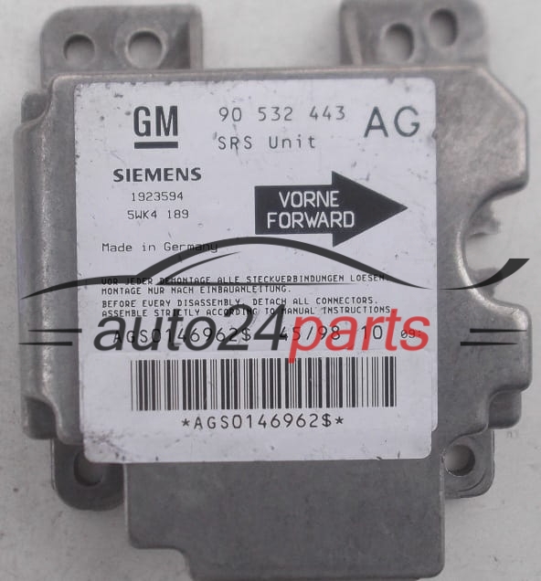 ECU AIRBAG CONTROL MODULE OPEL CORSA B GM 90 532 443 AG, SIEMENS 5WK4189