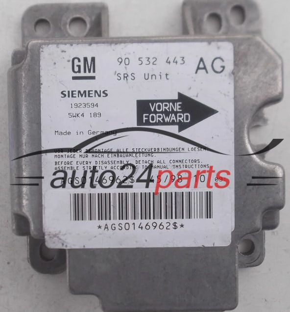 ECU AIRBAG CONTROL MODULE OPEL CORSA B GM 90 532 443 AG, SIEMENS 5WK4189