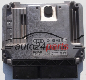 MOTORSTEUERGERÄT ECU STEUERGERÄT AUDI A3 1.9 TDI 03G906021CS, 03G 906 021 CS, BOSCH 0 281 012 608, 0281012608, DIESEL EDC16U34 7443, 1039S11061