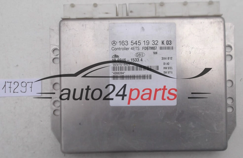 ECU CONTROLLER ABS MERCEDES ML320 3.2 V6 163 545 19 32, 1635451932, ATE 10.0946-1533.4, 10094615334