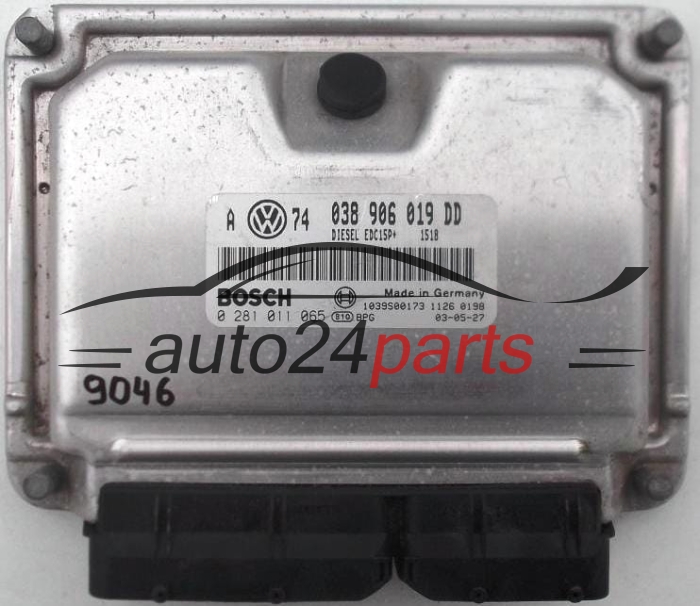 CENTRALINA DO MOTORE VW VOLKSWAGEN GOLF BORA 1.9 TDI ATD 038906019DD, 038 906 019 DD, BOSCH 0 281 011 065, 0281011065, DIESEL EDC15P+ 1518, 1039S00173