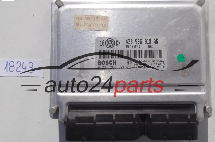 KOMPUTER STEROWNIK SILNIKA AUDI A4 A6 VW PASSAT 1.8 TURBO BOSCH 0 261 206 524, 0261206524, 4B0 906 018 AR, 4B0906018AR, ME7.5