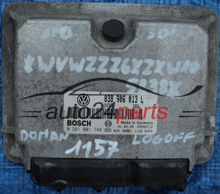 KOMPUTER STEROWNIK SILNIKA SEAT AROSA VOLKSWAGEN LUPO 1.7 SDI AKU 038 906 013 L, 038906013L, BOSCH 0 281 001 748, 0281001748