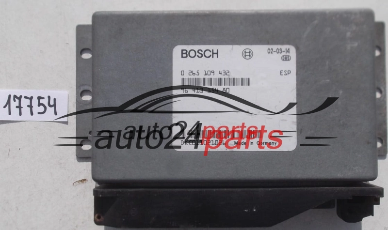 MOTORSTEUERGERÄT ECU STEUERGERAT ESP PEUGEOT BOSCH 0 265 109 432, 0265109432, 96 413 154 80, 9641315480