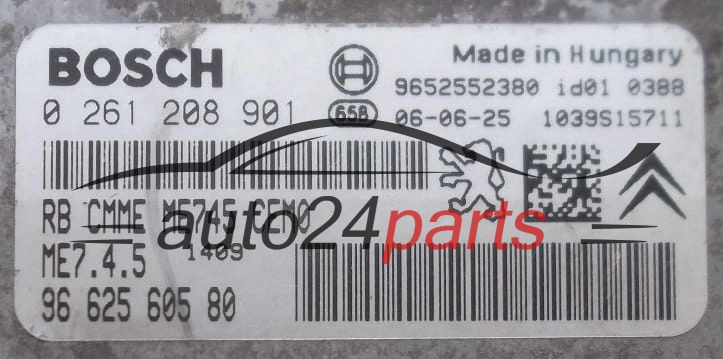 Μονάδα Ελέγχου Κινητήρα CITROEN PEUGEOT 1.6 BOSCH 0 261 208 901,  96 625 605 80