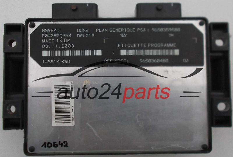 CENTRALINA MOTORE CITROEN BERLINGO PEUGEOT PARTNER 1.9 LUCAS R04080035B, PSA 9650359580, SOFT 9650360480, DCN2, DWLC12 