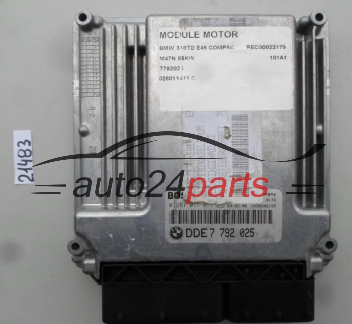 Μονάδα Ελέγχου Κινητήρα BMW X5 2.0 D BOSCH 0 281 011 411, 0281011411, DDE 7792 025, DDE7792025, 7792025