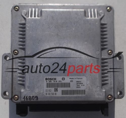 ECU CENTRALITA DE MOTOR CITROEN XANTIA 2.0 HDI BOSCH 0 281 010 251, 0281010251, 96 362 548 80, 9636254880, 28FM0000, EDC15C2 06