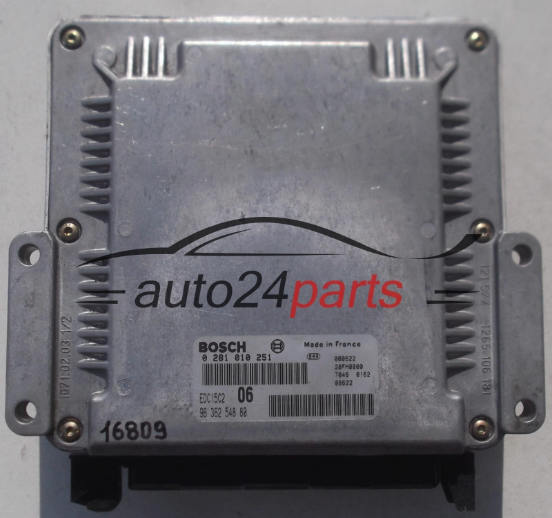 ECU CENTRALITA DE MOTOR CITROEN XANTIA 2.0 HDI BOSCH 0 281 010 251, 0281010251, 96 362 548 80, 9636254880, 28FM0000, EDC15C2 06