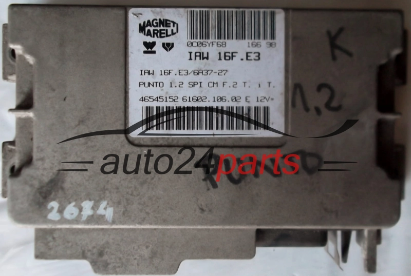 Μονάδα Ελέγχου Κινητήρα FIAT PUNTO 1.2 MAGNETI MARELLI IAW 16F.E3, IAW16FE3, 46545152, 61602.106.02, 6160210602
