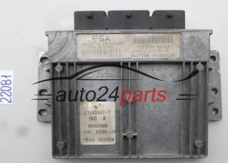 KOMPUTER STEROWNIK SILNIKA PEUGEOT 206 1.4 8V 9641815780, 9637706180-03, HOMS2000-23, 21645547-7, 216455477