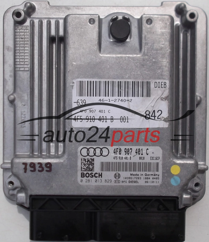  ECU ENGINE CONTROLLER AUDI A6 2.7 TDI, BOSCH 0 281 013 829, BOSCH 0281013829, 4F0 907 401 C, 4F0907401C, 4F5910401B