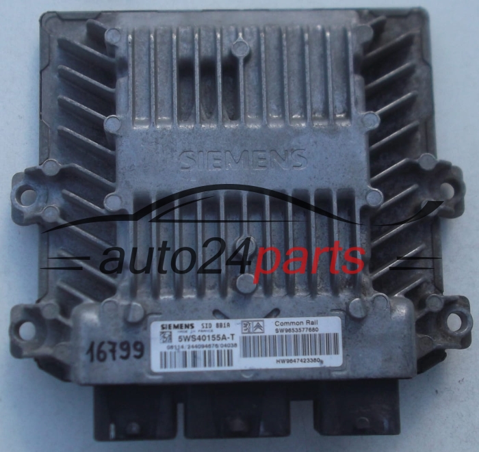 ECU CENTRALITA DE MOTOR CITROEN BERLINGO PEUGEOT PARTNER 2.0 HDI SIEMENS 5WS40155A-T, 5WS40155AT, SW9653577680 HW9647423380
