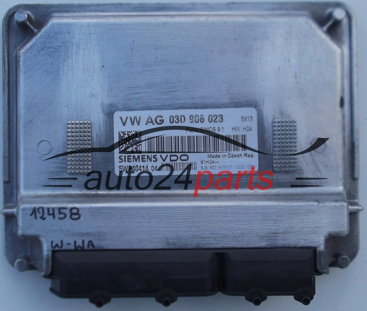  ECU ENGINE CONTROLLER VW VOLKSWAGEN POLO 1.2 03D 906 023, 03D906023, SIEMENS VDO 5WP40414 04