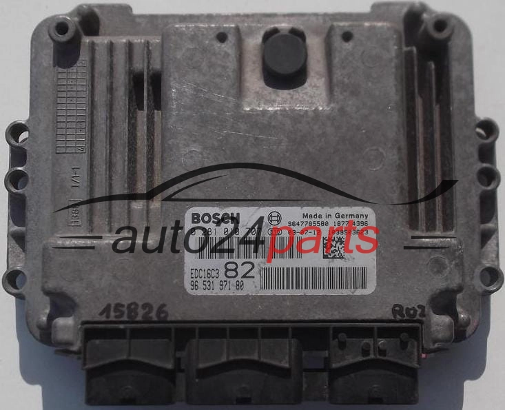 CENTRALINA MOTORE PEUGEOT 206 1.4 HDI BOSCH 0281010707, 0 281 010 707, 9653197180, 96 531 971 80, 9647785580, EDC16C3 82 SOFT 1039S03623