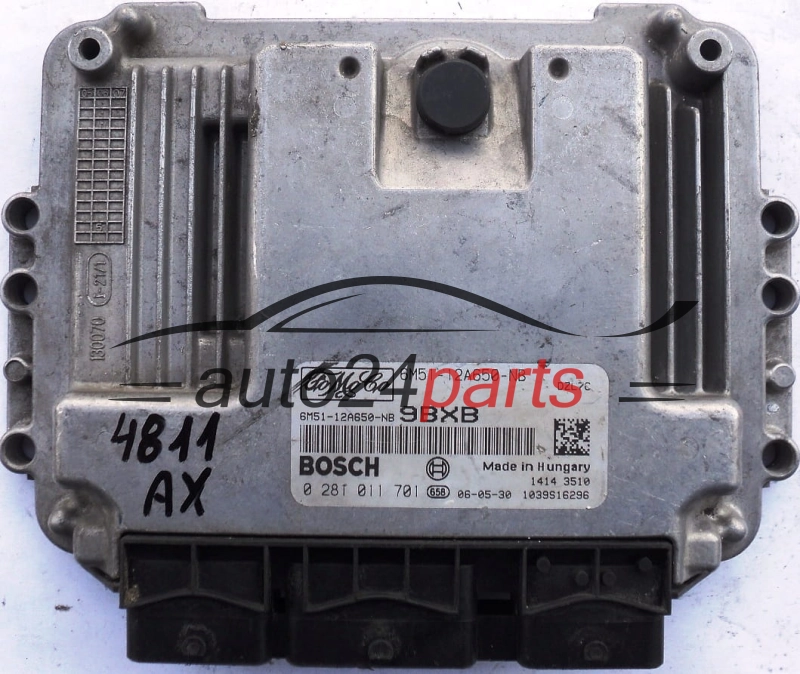 Μονάδα Ελέγχου Κινητήρα FORD FOCUS 1.6 TDCI BOSCH 0 281 011 701, 0281011701, 6M5112A650NB, 6M51-12A650-NB