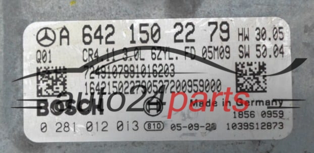 ECU CENTRALITA DE MOTOR  MERCEDES W219 CLS 320 CDI BOSCH 0 281 012 013,  A 642 150 22 79