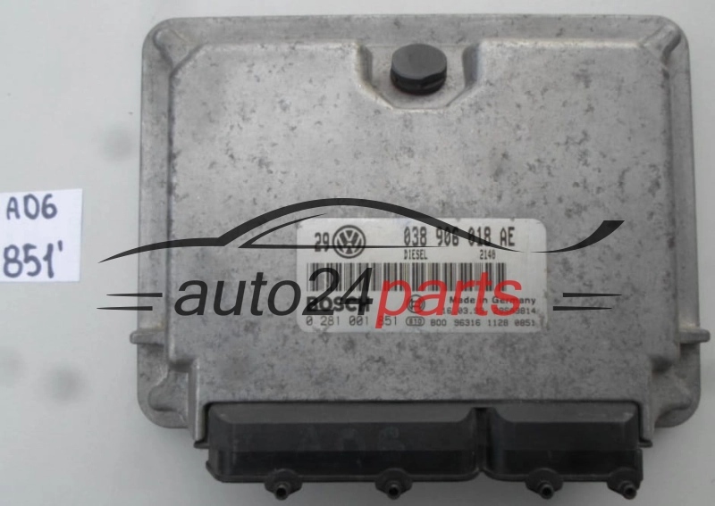 VW VOLKSWAGEN GOLF BORA 1.9 TDI 038906018AE, 038 906 018 AE, BOSCH 0281001851, 0 281 001 851 DIESEL 2140 28SA3814