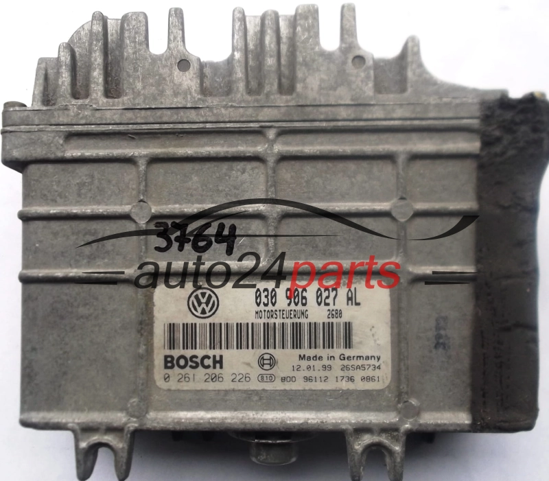 ΜΟΝΑΔΑ ΕΛΕΓΧΟΥ ΚΙΝΗΤΗΡΑ VW VOLKSWAGEN LUPO 1.0 030906027AL, 030 906 027 AL BOSCH 0261206226, 0 261 206 226 MOTORSTEUERUNG 2680 26SA5734