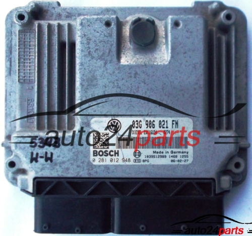 ECU CENTRALITA DE MOTOR VW VOLKSWAGEN GOLF 2.0 TDI 03G906021FN, 03G 906 021 FN, BOSCH 0281012948, 0 281 012 948, DIESEL EDC16U34 8274, 1039S12989