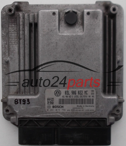CENTRALINA MOTORE VW VOLKSWAGEN GOLF VI 2.0 TDI, BOSCH 0 281 015 756, 0281015756, 03L 906 022 MC, 03L906022MC, EDC17CP14