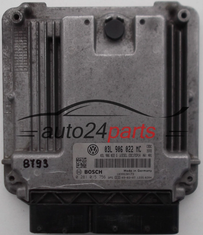 CENTRALINA MOTORE VW VOLKSWAGEN GOLF VI 2.0 TDI, BOSCH 0 281 015 756, 0281015756, 03L 906 022 MC, 03L906022MC, EDC17CP14