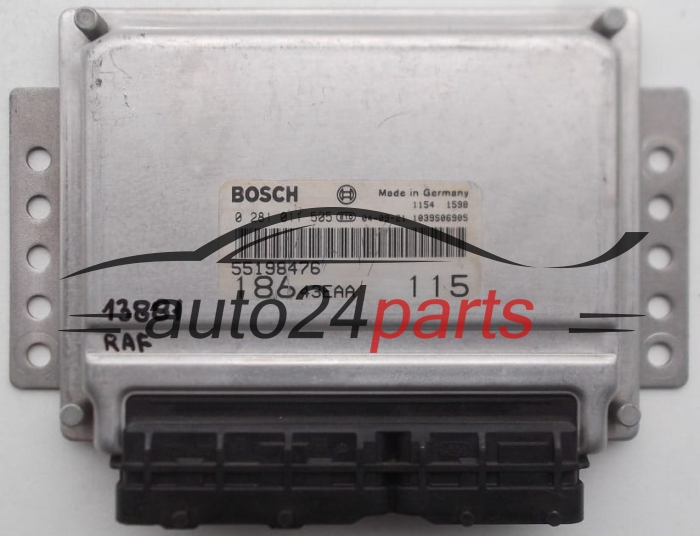 KOMPUTER STEROWNIK SILNIKA FIAT MULTIPLA 1.9 JTD, BOSCH 0 281 011 505, 0281011505, 55198476, 186 43EAA 115
