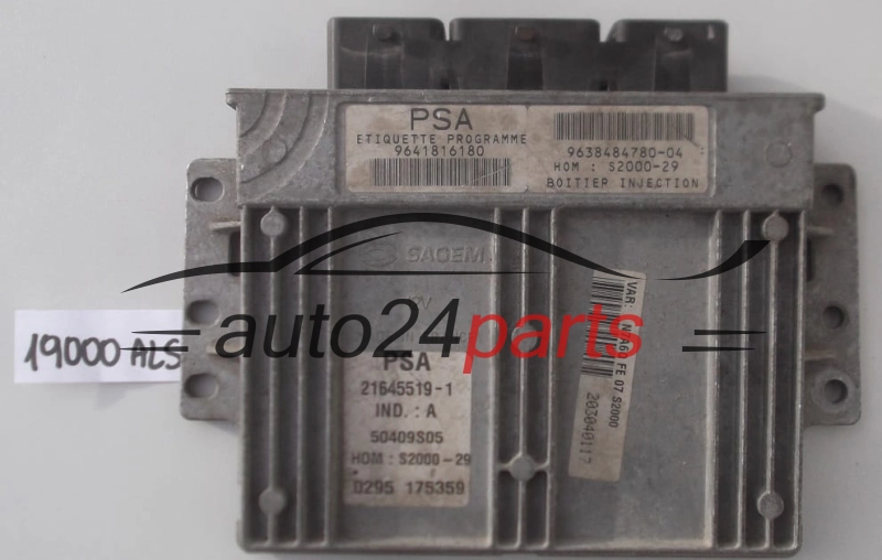 KOMPUTER STEROWNIK SILNIKA CITROEN XSARA 1.4 9641816180 9638484780-04 HOM S2000-29 21645519-1, 216455191 50409S05