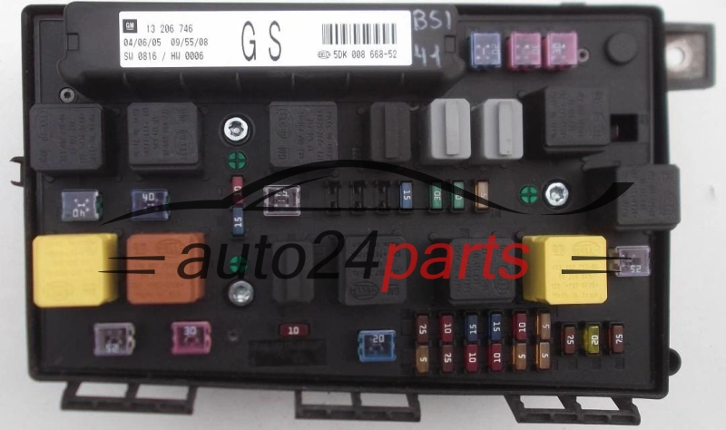 BOITE ELECTRIQUE A RELAIS ET FUSIBLE OPEL ASTRA H ZAFIRA B 13 206 746, 13206746 GS, 5DK 008 668-52, 5DK008668-52