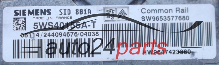 ECU ENGINE CONTROLLER CITROEN BERLINGO PEUGEOT PARTNER 2.0 HDI SIEMENS 5WS40155A-T, 5WS40155AT,  HW9647423380