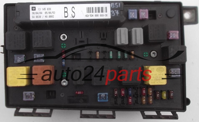 Central do sistema elétrico com caixa de relés e fusíveis, central de controle modul BSI OPEL ASTRA H ZAFIRA B GM 13 145 039 BS