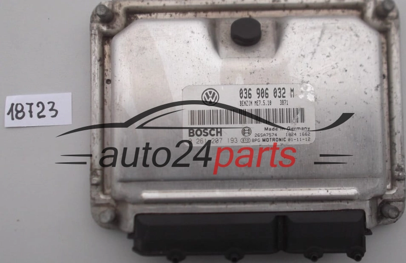 KOMPUTER STEROWNIK SILNIKA SEAT LEON 1.4 16V 036 906 032 M, 036906032M, BOSCH 0 261 207 193, 0261207193, 26SA7574 1824 0067, BENZIN ME7.5.10 3871