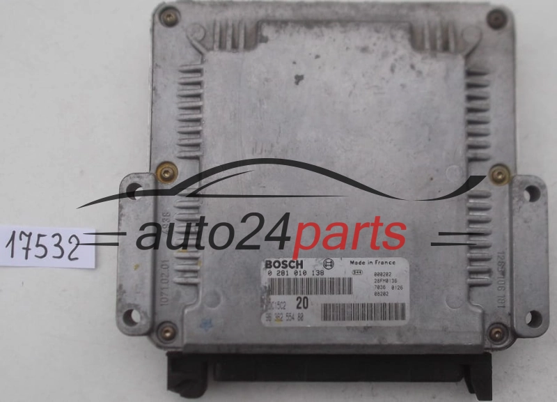 KOMPUTER STEROWNIK SILNIKA CITROEN PEUGEOT 2.0 HDI BOSCH 0 281 010 138, 0281010138, 96 362 554 80, 9636255480