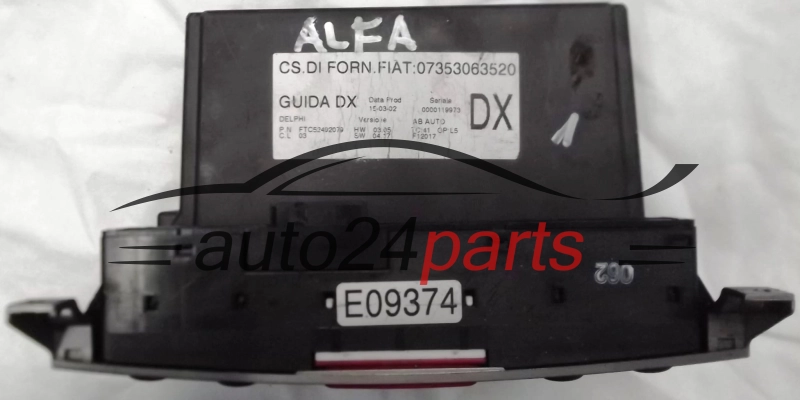 PANEL OGRZEWANIA STEROWNIK NAWIEWU REGULATOR KLIMATRONIK FIAT ALFA 147 07353063520 DX / 07353063520DX