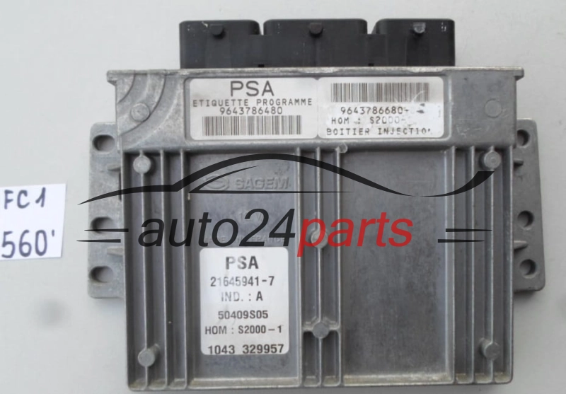 KOMPUTER STEROWNIK SILNIKA PEUGEOT 406 1.8 21645941-7, 216459417, PSA 9643786480, 9643786680-01, S2000-1 