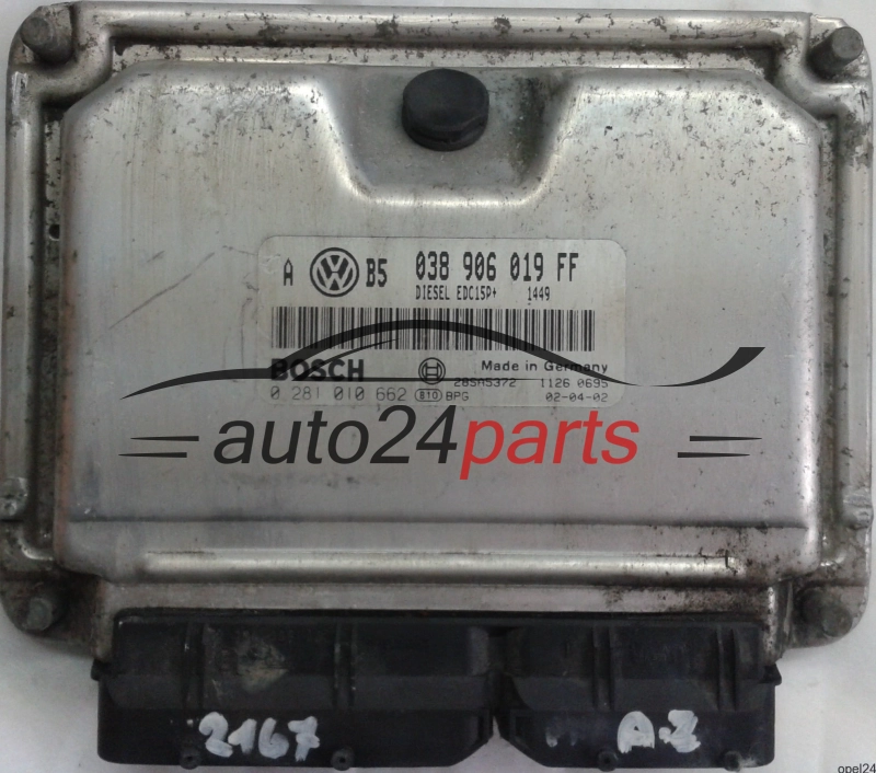 MOTORSTEUERGERÄT ECU STEUERGERÄT VW VOLKSWAGEN GOLF 1.9 TDI ATD 038906019FF, 038 906 019 FF, BOSCH 0 281 010 662, 0281010662, DIESEL EDC15P+ 1449, 28SA5372