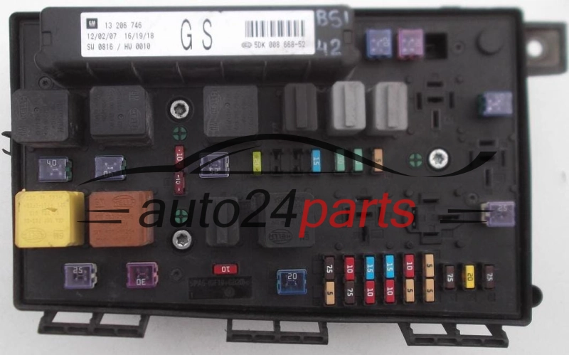BOITE ELECTRIQUE A RELAIS ET FUSIBLE OPEL ASTRA H ZAFIRA B 13 206 746, 13206746 GS, 5DK 008 668-52, 5DK008668-52