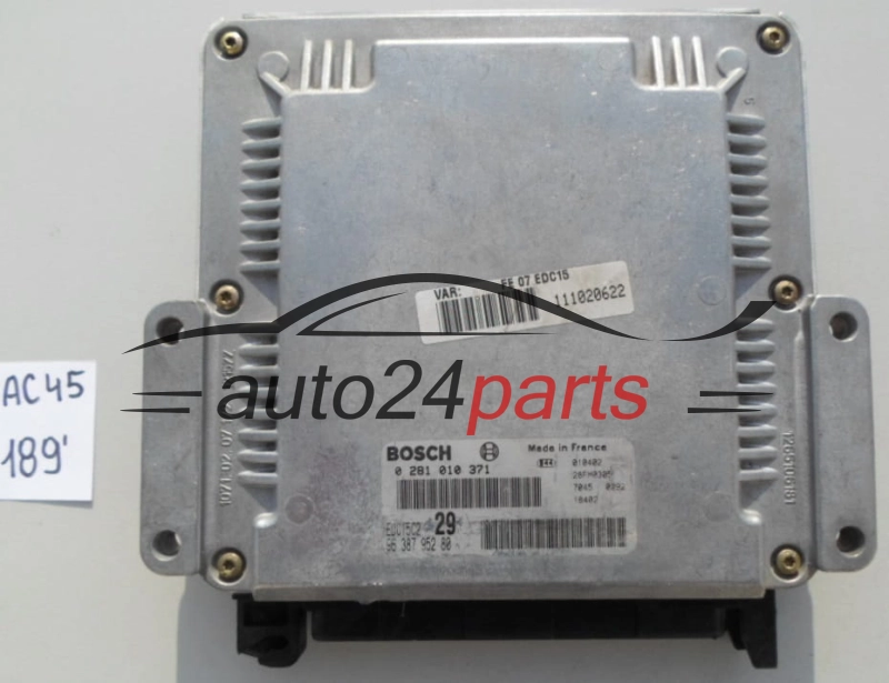 KOMPUTER STEROWNIK SILNIKA CITROEN C5 2.2 HDI BOSCH 0 281 010 371,  96 387 952 80