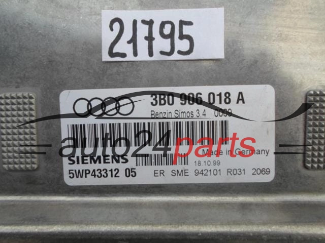 Μονάδα Ελέγχου Κινητήρα AUDI A4 1.6 3B0 906 018A, 3B0906018A, 5WP43312 05, 5WP4331205