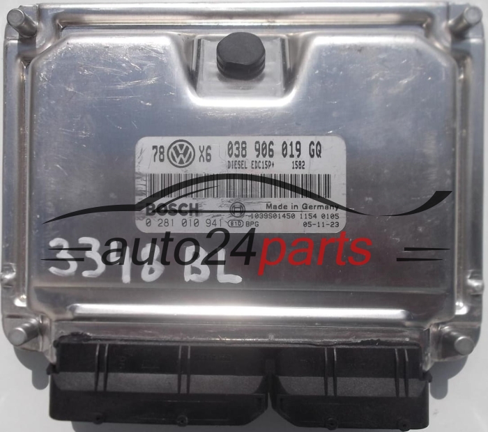 ECU CENTRALITA DE MOTOR VW VOLKSWAGEN PASSAT 1.9 TDI AVF 038 906 019 GQ, 038906019GQ, BOSCH 0 281 010 941, 0281010941, DIESEL EDC15P+ 1582 1039S01450