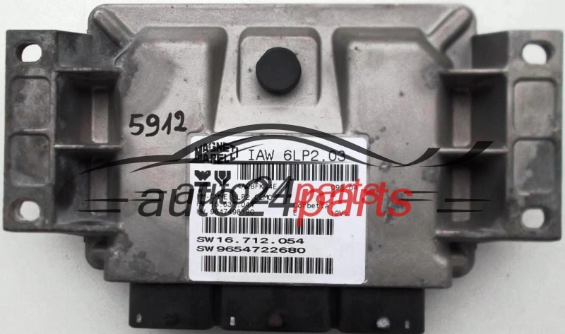 ECU ENGINE CONTROLLER PEUGEOT 206 1.4 MAGNETI MARELLI IAW 6LP2.03,  HW 16.631.044, 9647498180, SW 16.712.054,  9654722680