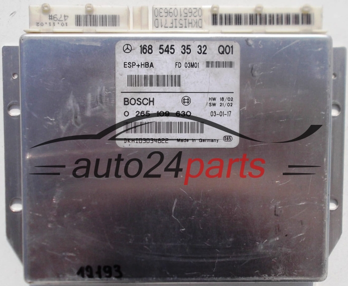 Mονάδα ελέγχου αβς ESP+HBA MERCEDES W168 BOSCH 0 265 109 630