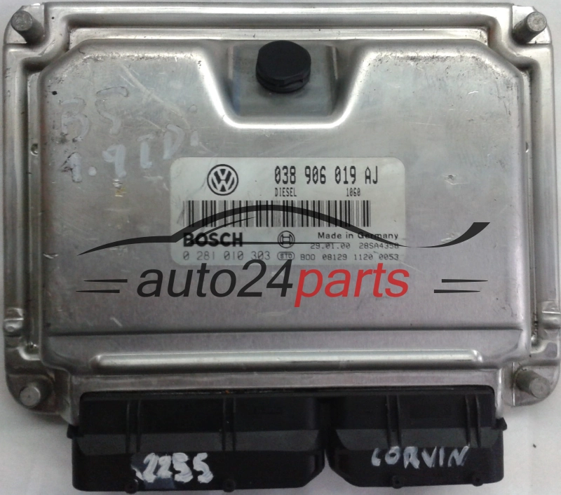 KOMPUTER STEROWNIK SILNIKA VW VOLKSWAGEN PASSAT 1.9 TDI ATJ 038906019AJ, 038 906 019 AJ, BOSCH 0 281 010 303, 0281010303, DIESEL 1060, 28SA4358 