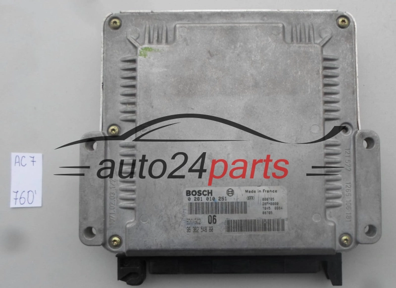 CITROEN XANTIA 2.0 HDI BOSCH 0 281 010 251, 0281010251, 96 362 548 80, 9636254880, 28FM0000, EDC15C2 06