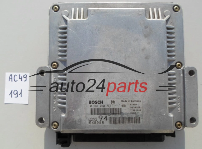 KOMPUTER STEROWNIK SILNIKA PEUGEOT 307 2.0 HDI BOSCH 0 281 010 747, 0281010747, 96 435 248 80, 9643524880 EDC15C2 94